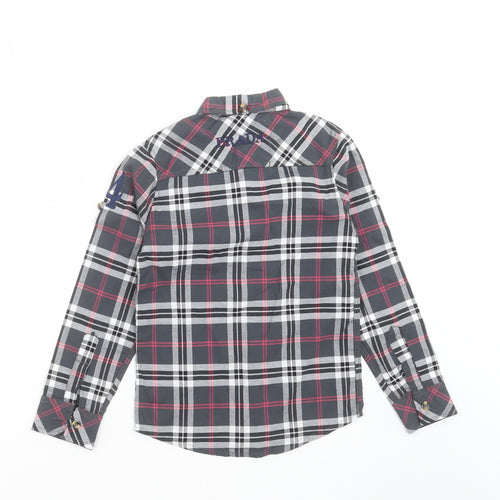 negin couture Boys Grey Check  Basic Button-Up Size 4 Years
