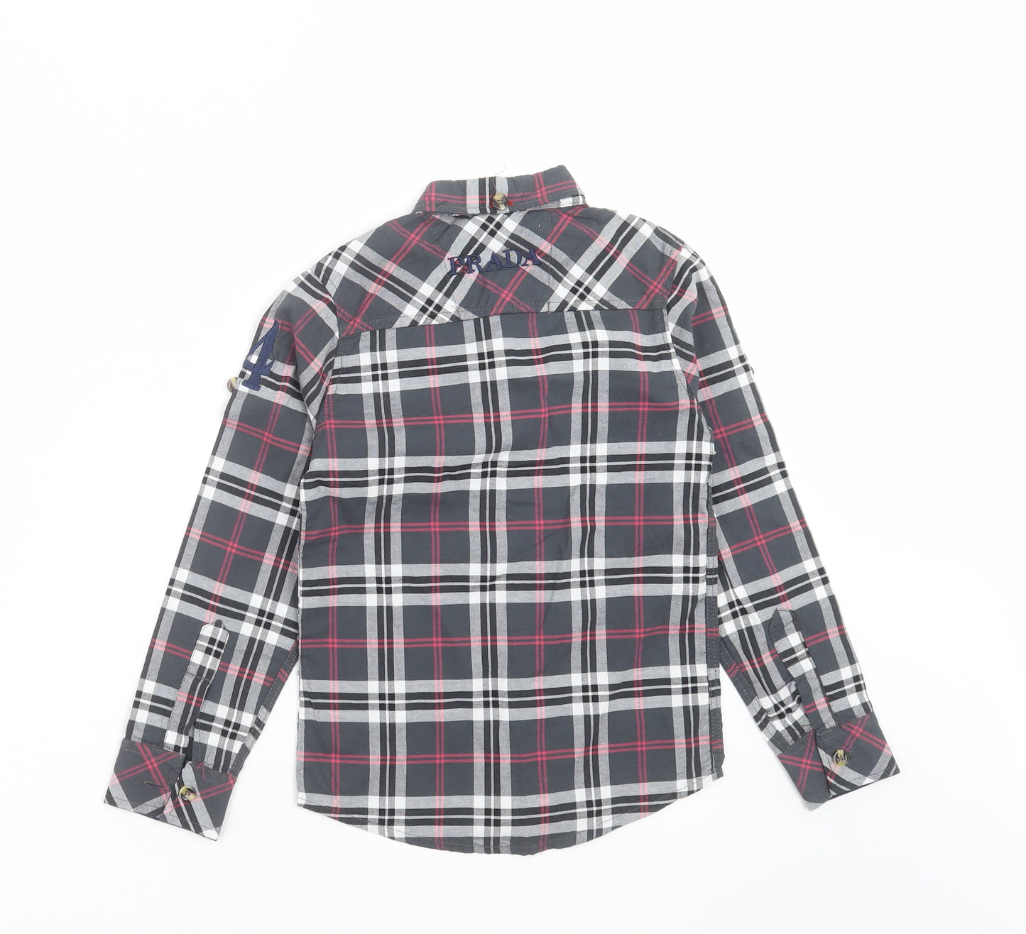 negin couture Boys Grey Check  Basic Button-Up Size 4 Years