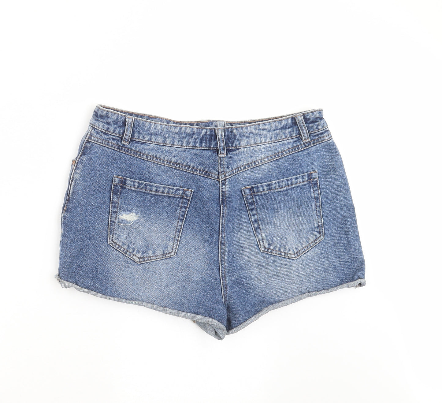 Matalan Womens Blue  Denim Hot Pants Shorts Size 12 - distressed