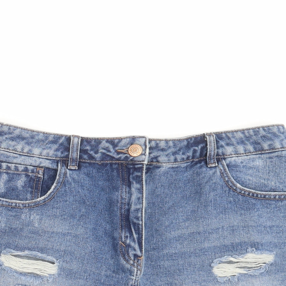 Matalan Womens Blue  Denim Hot Pants Shorts Size 12 - distressed