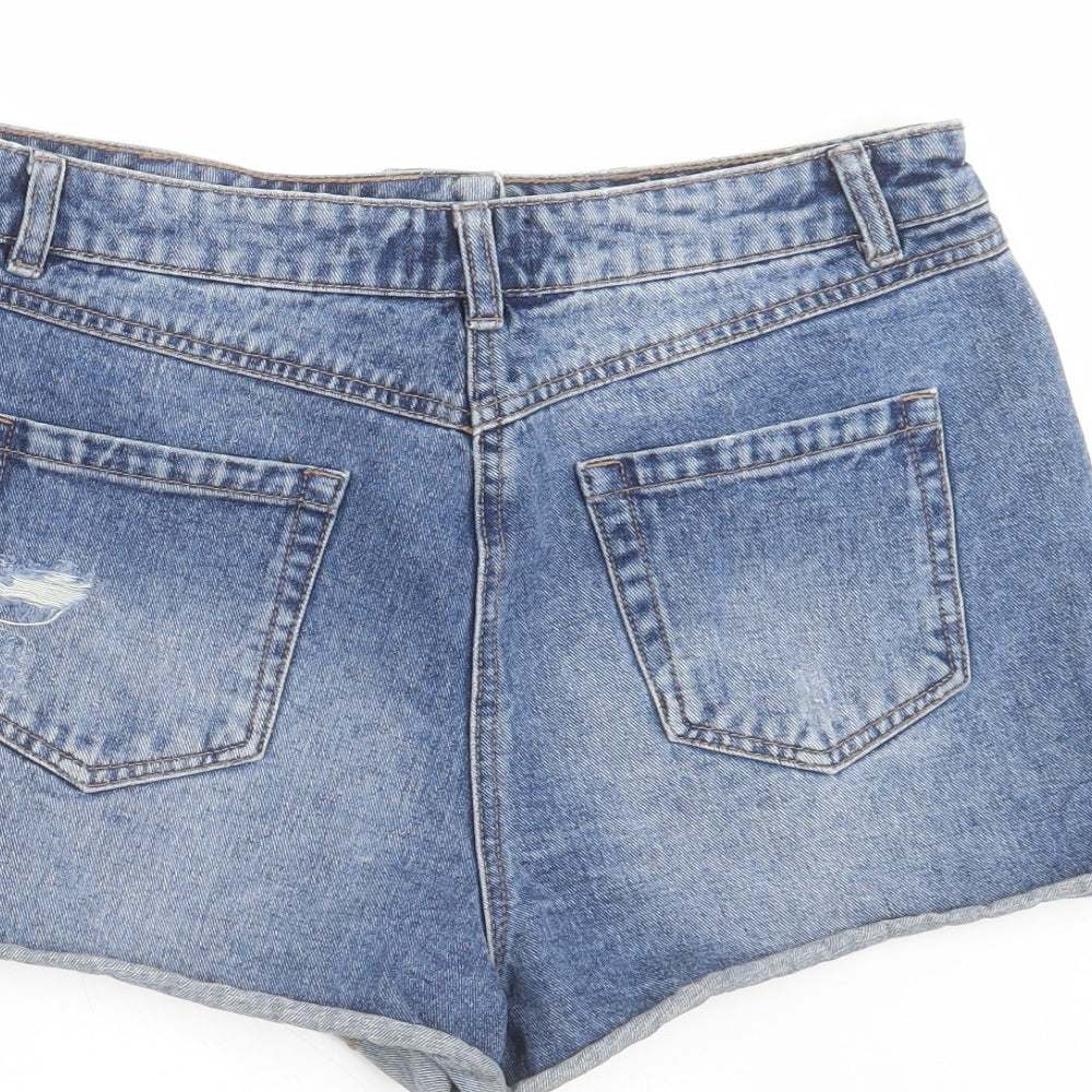 Matalan Womens Blue  Denim Hot Pants Shorts Size 12 - distressed