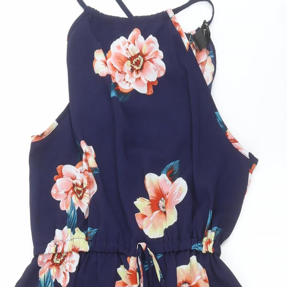 AX Paris Womens Blue Floral  Playsuit One-Piece Size 12