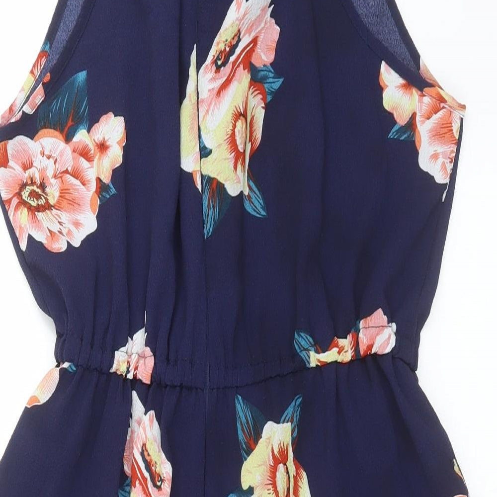 AX Paris Womens Blue Floral  Playsuit One-Piece Size 12