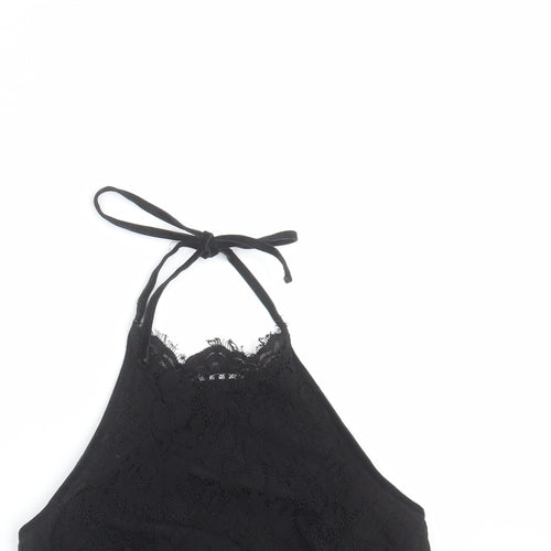 Topshop Womens Black Floral  Cropped Blouse Size 6