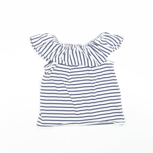 NEXT Girls White Striped  Basic T-Shirt Size 4 Years