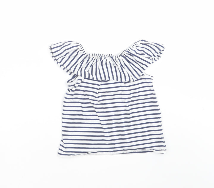 NEXT Girls White Striped  Basic T-Shirt Size 4 Years