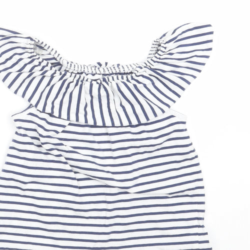 NEXT Girls White Striped  Basic T-Shirt Size 4 Years