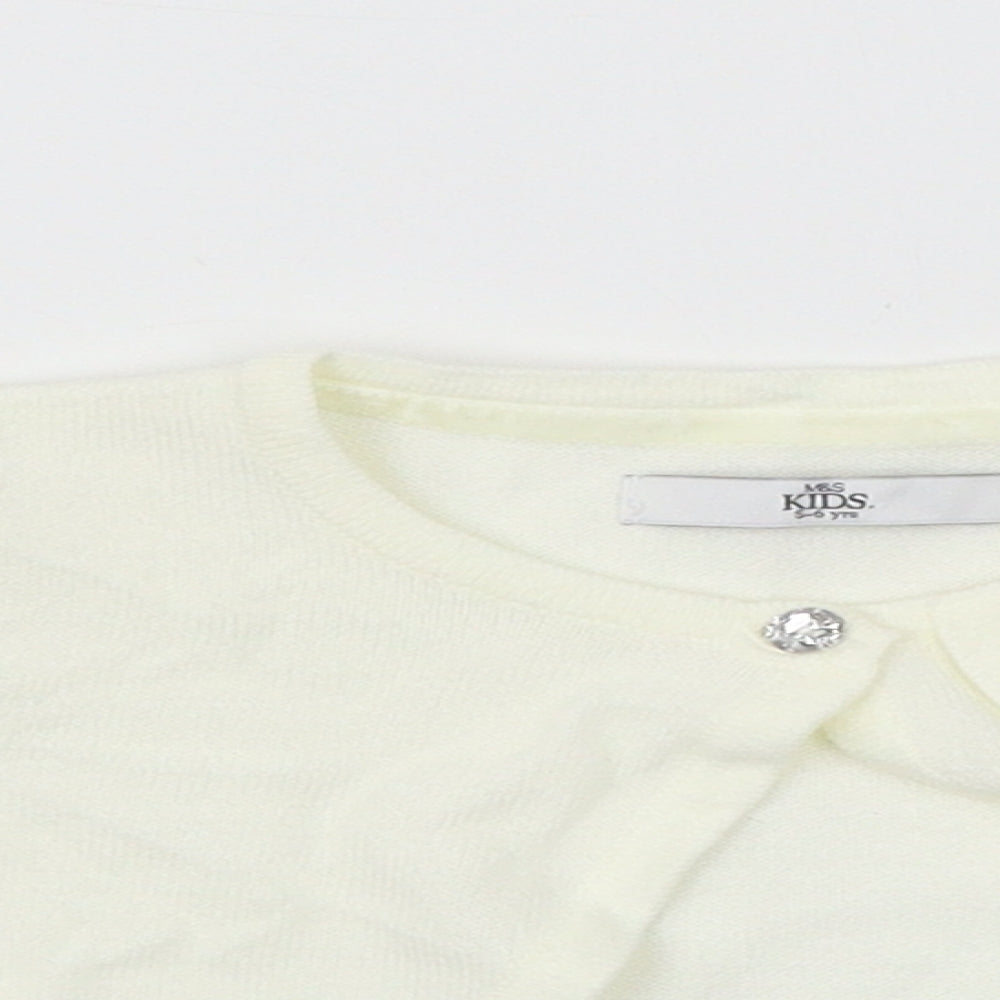 Marks and Spencer Girls White   Cardigan Jumper Size 5-6 Years