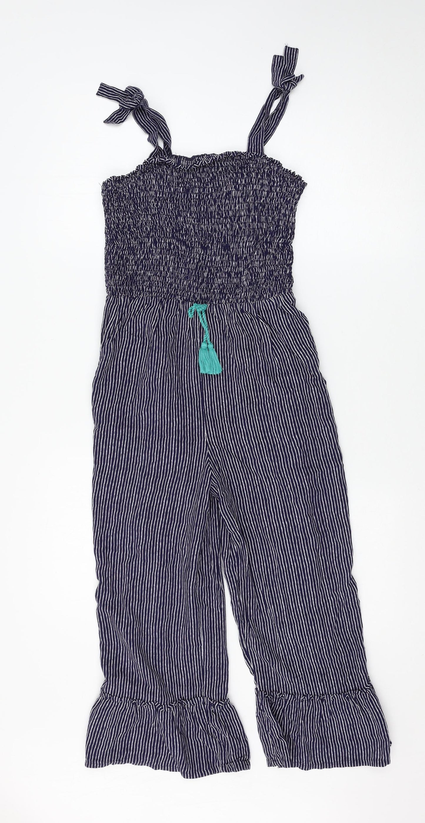 Marks and Spencer Girls Blue Striped  Jumpsuit One-Piece Size 11-12 Years