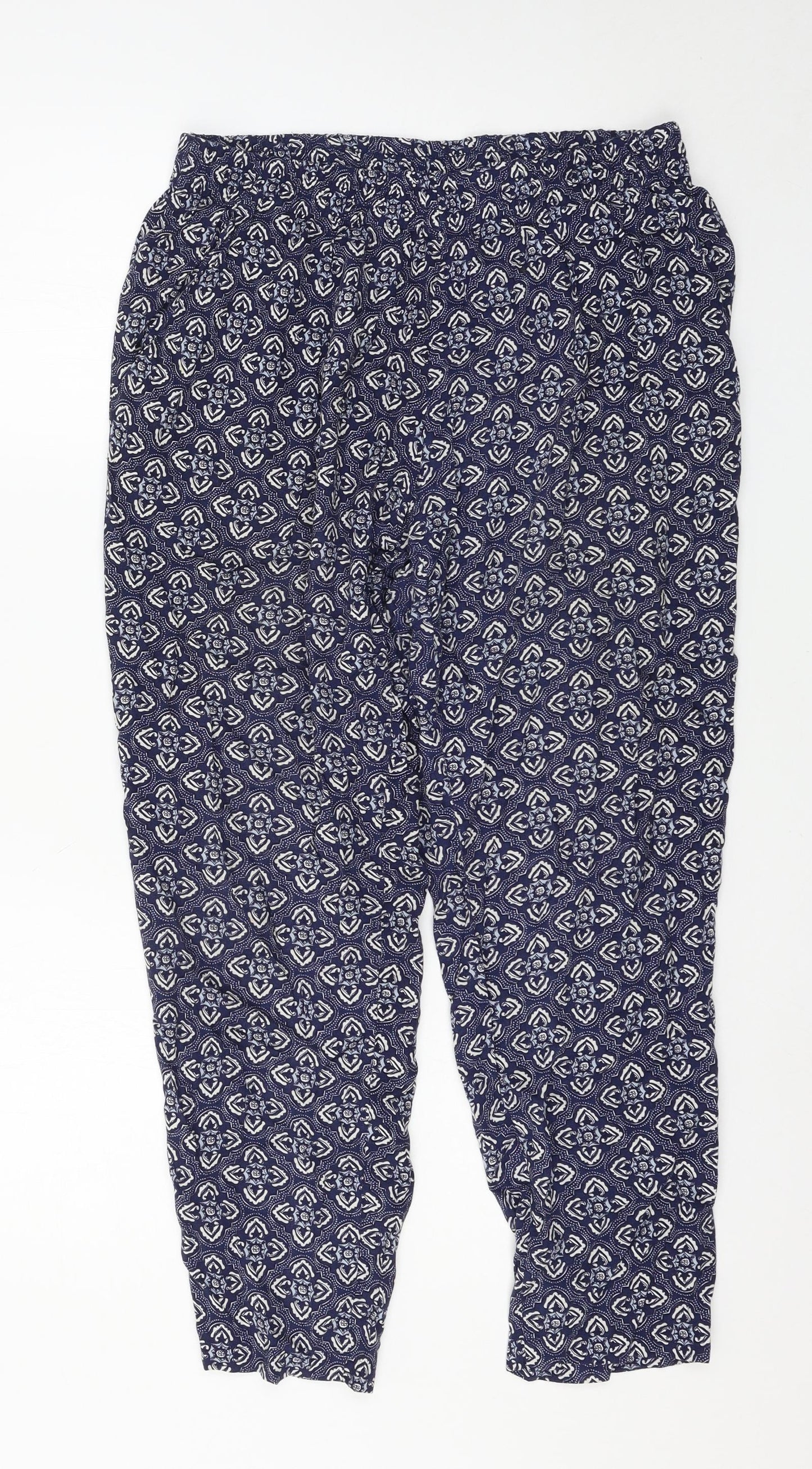 NEXT Womens Blue Argyle/Diamond  Trousers  Size 10 L25 in