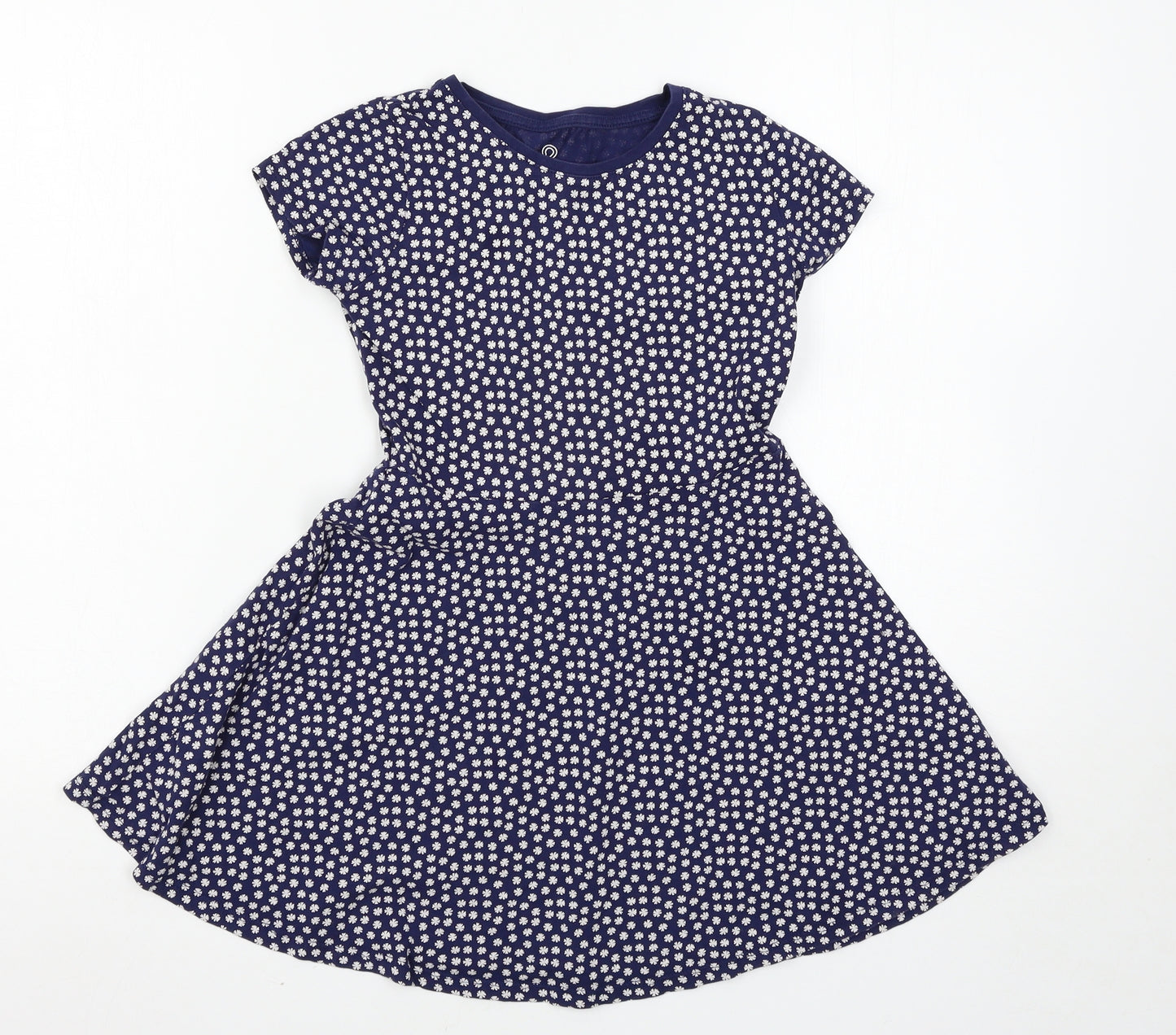 F&F Girls Blue Floral  Skater Dress  Size 9-10 Years