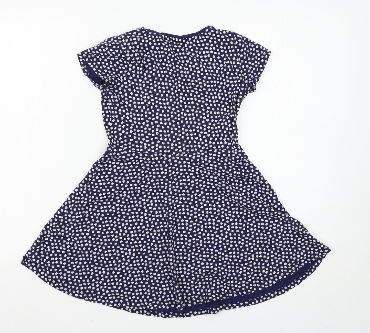 F&F Girls Blue Floral  Skater Dress  Size 9-10 Years