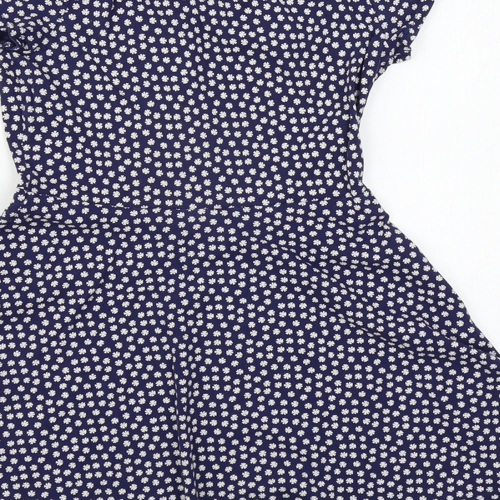 F&F Girls Blue Floral  Skater Dress  Size 9-10 Years