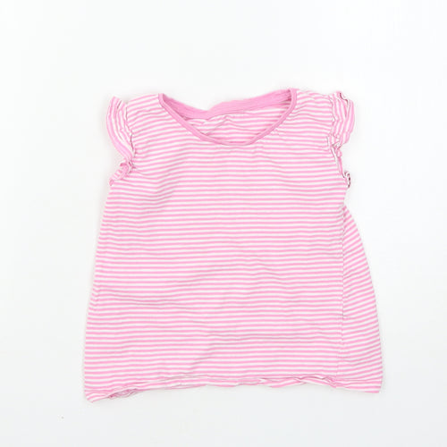 Matalan Girls Pink Striped  Basic T-Shirt Size 5-6 Years