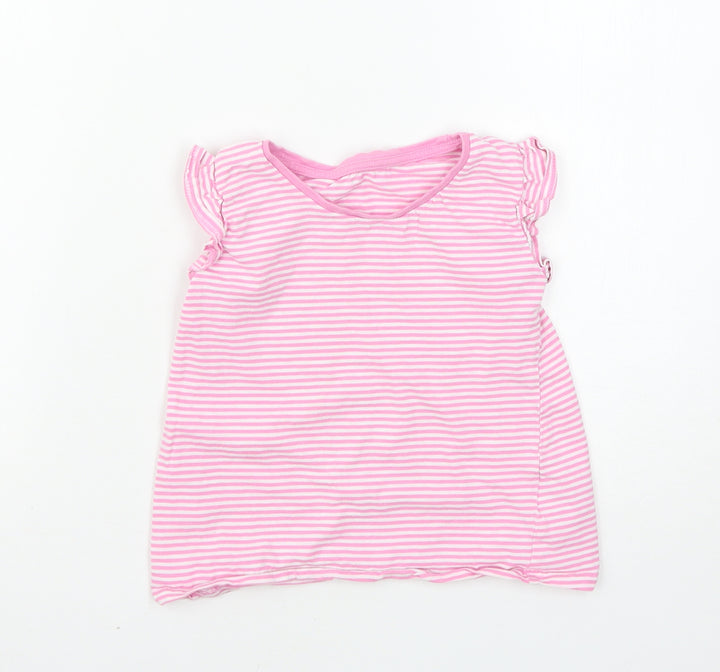 Matalan Girls Pink Striped Basic T-Shirt Size 5-6 Years