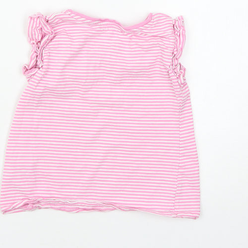 Matalan Girls Pink Striped  Basic T-Shirt Size 5-6 Years
