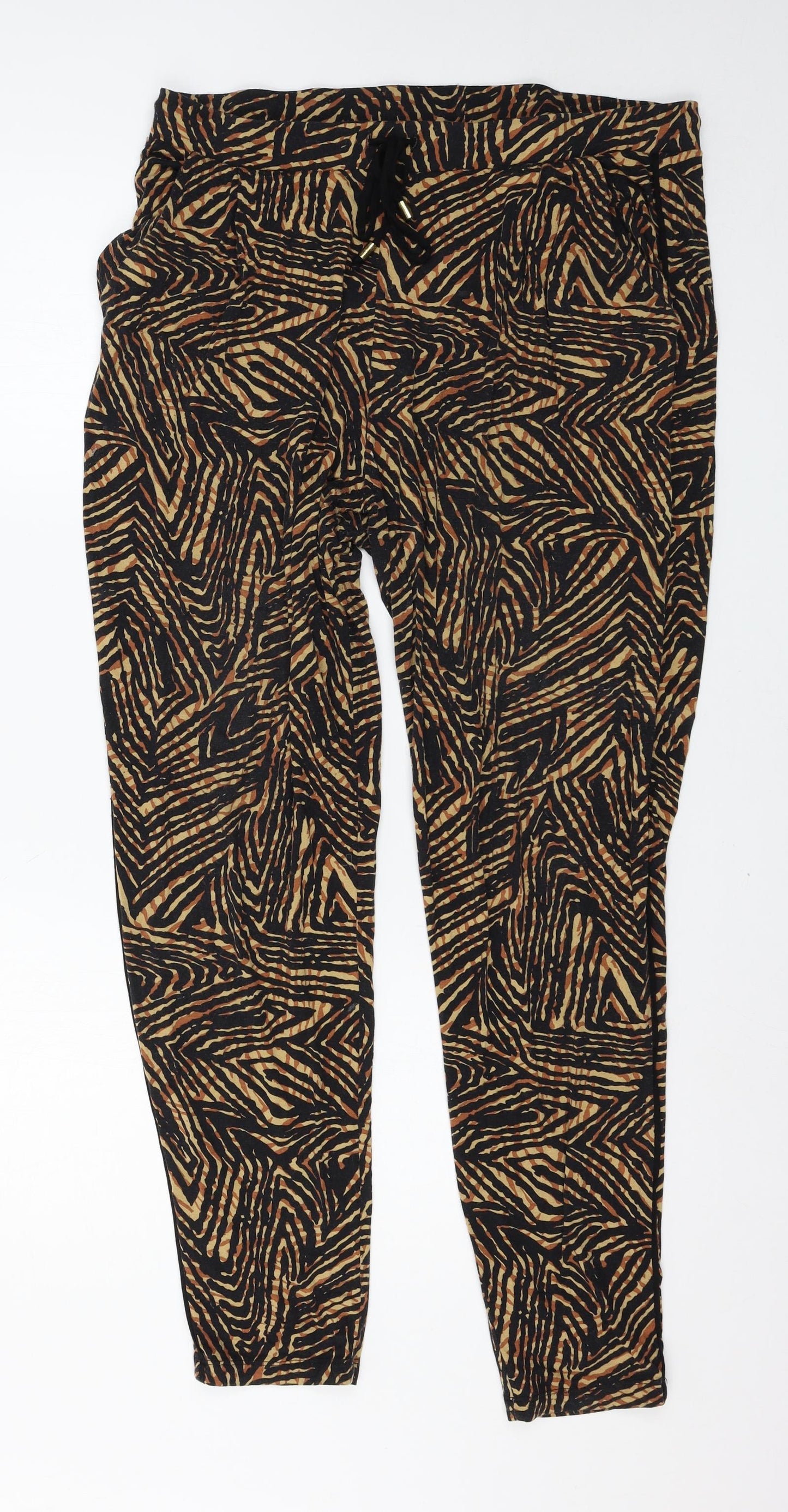 F&F Womens Multicoloured Animal Print  Trousers  Size 16 L28 in