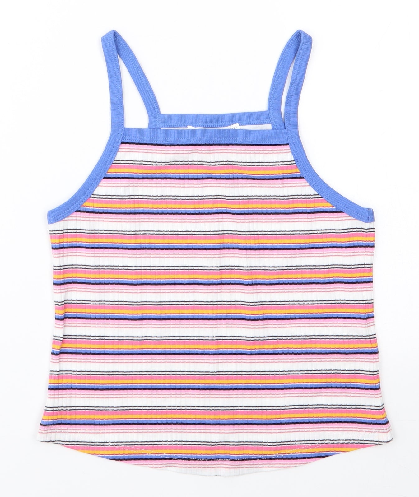M&S Girls White Striped  Basic Tank Size 9-10 Years