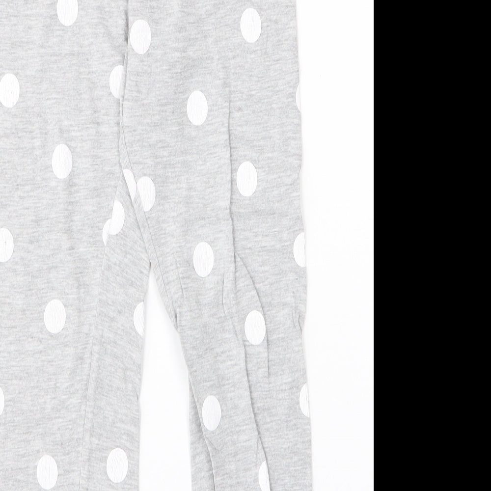 Preworn Girls Grey Polka Dot  Top Pyjama Set Size 6-7 Years  - Reach for the Stars