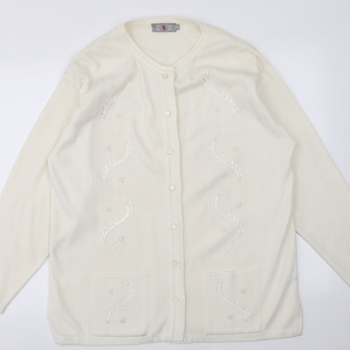 ZSZ Womens Ivory   Cardigan Jumper Size L