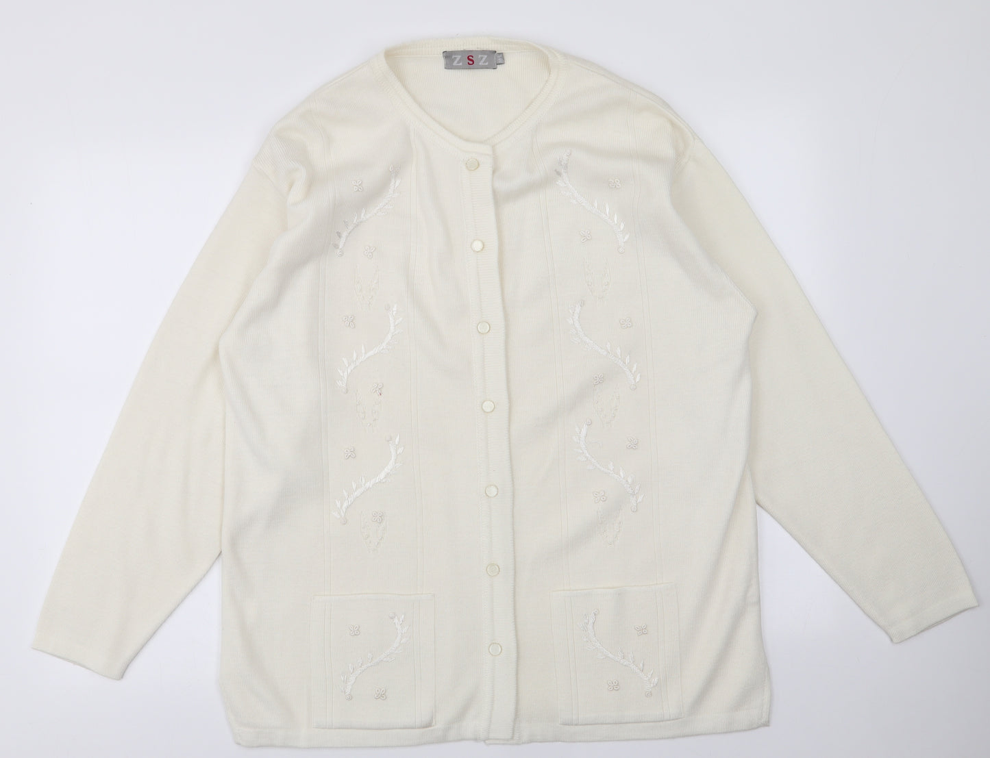 ZSZ Womens Ivory   Cardigan Jumper Size L