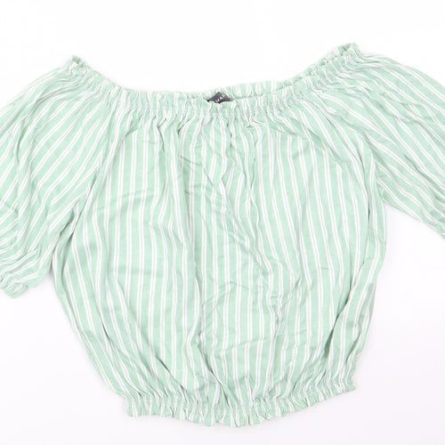 Primark Womens Green Striped  Basic T-Shirt Size 8