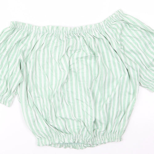 Primark Womens Green Striped  Basic T-Shirt Size 8