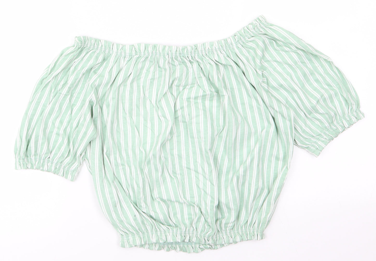 Primark Womens Green Striped  Basic T-Shirt Size 8