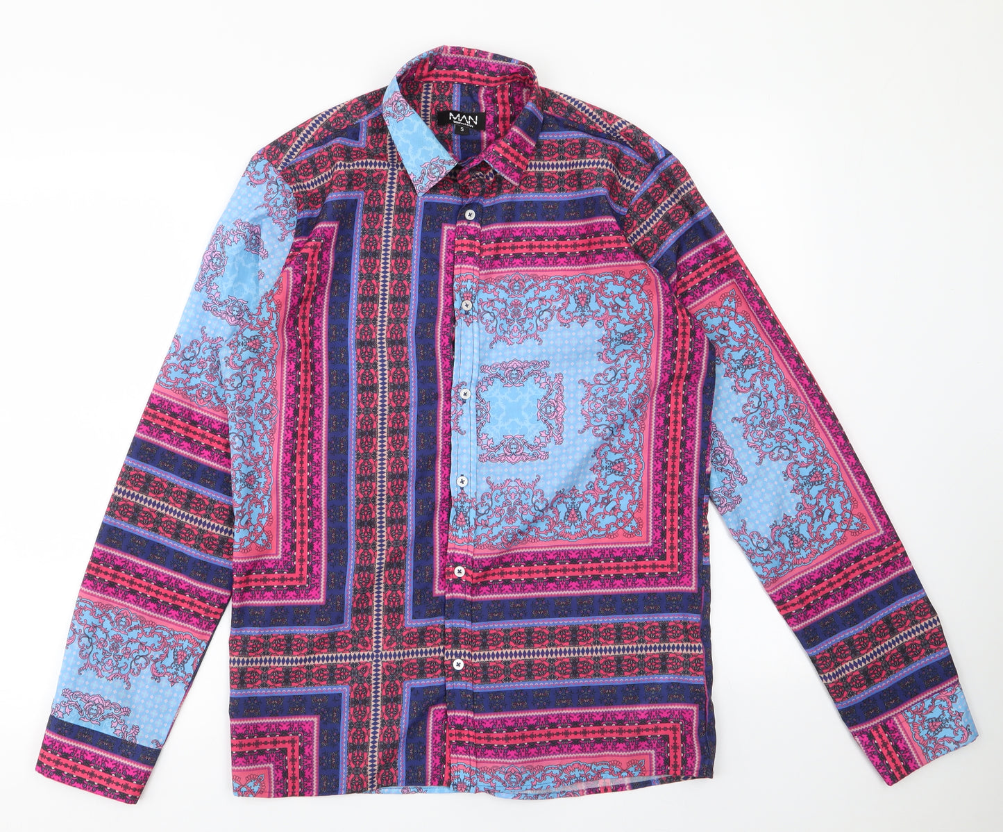 Boohoo Man Mens Blue Paisley   Button-Up Size S