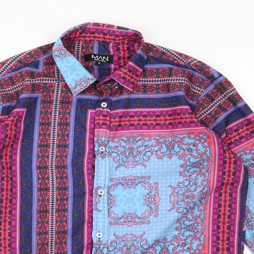 Boohoo Man Mens Blue Paisley   Button-Up Size S