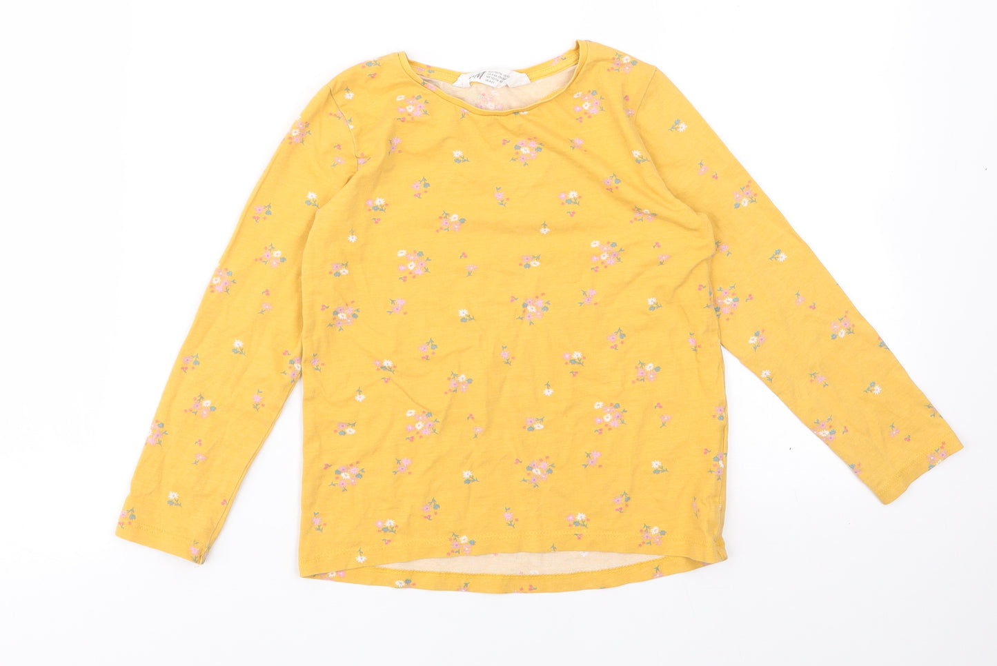 H&M Girls Yellow Floral  Basic T-Shirt Size 5-6 Years