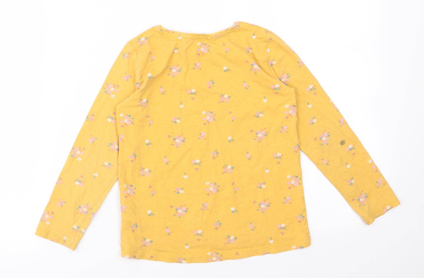 H&M Girls Yellow Floral  Basic T-Shirt Size 5-6 Years