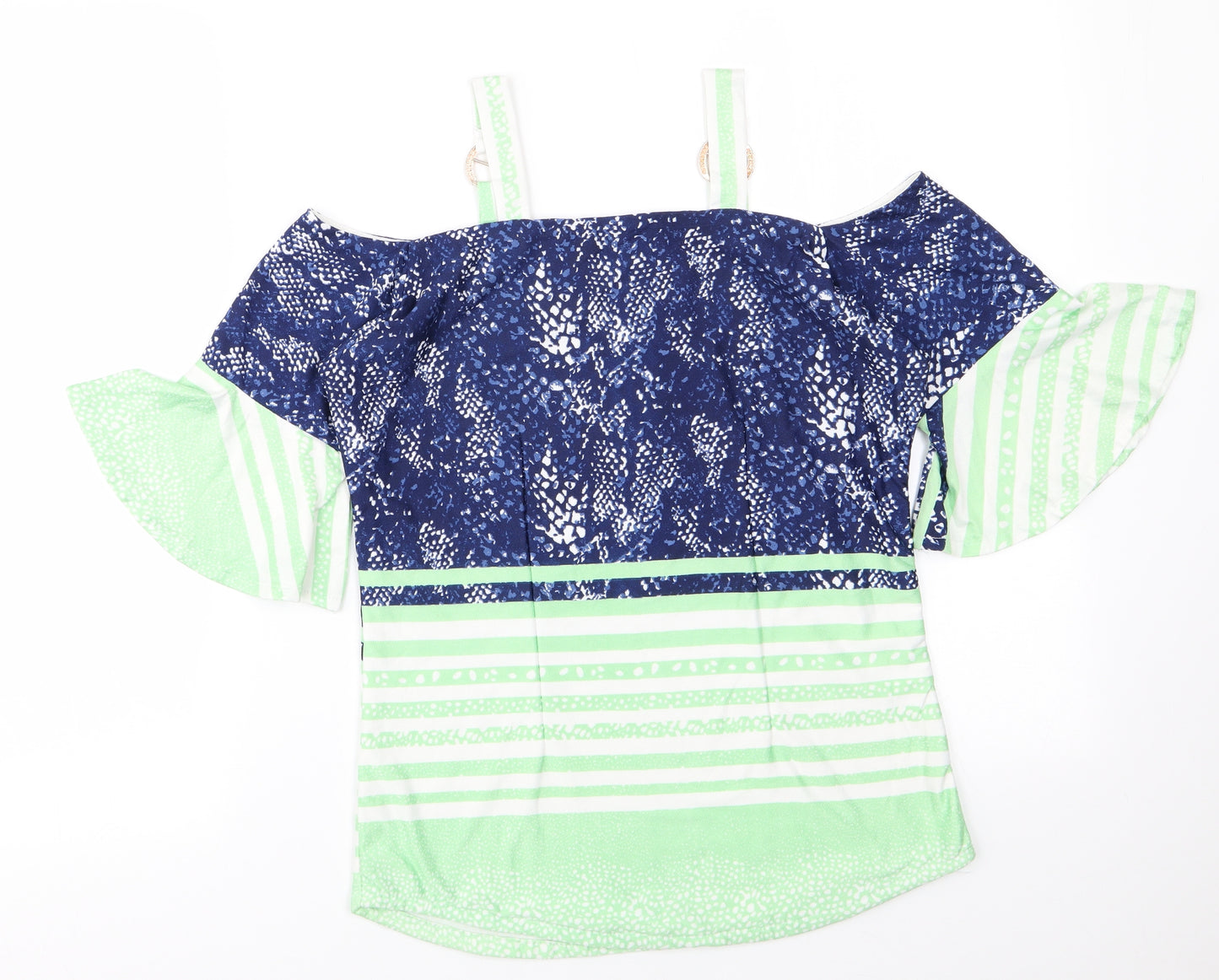 Preworn Womens Blue Striped  Basic T-Shirt Size S