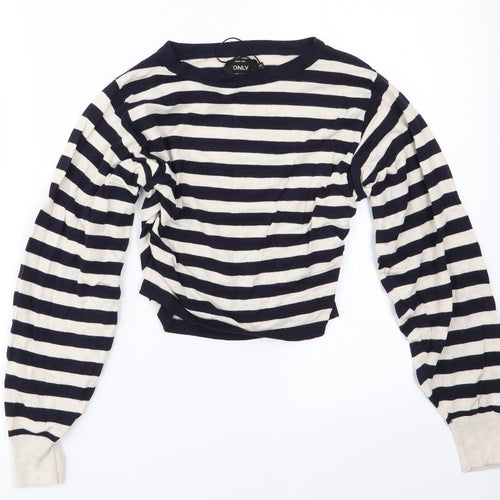 Only Womens Blue Striped  Pullover Jumper Size XS