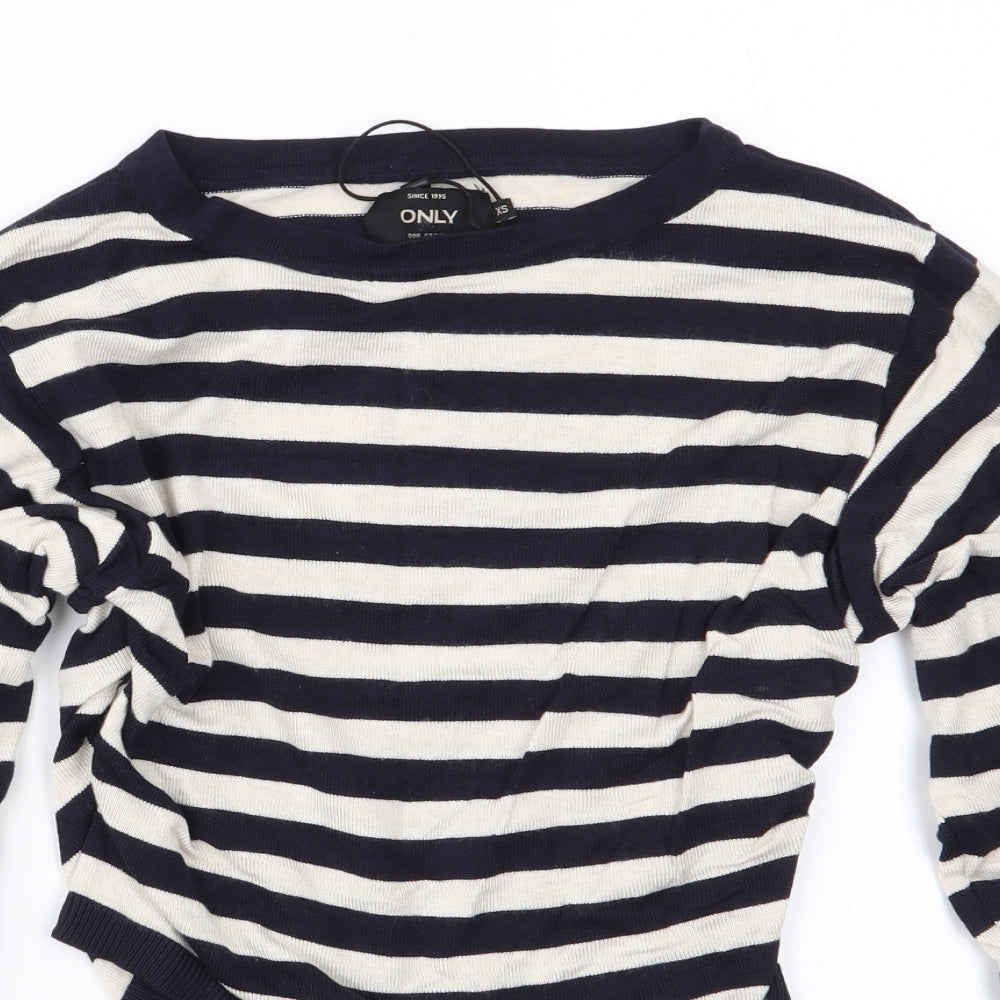 Only Womens Blue Striped  Pullover Jumper Size XS