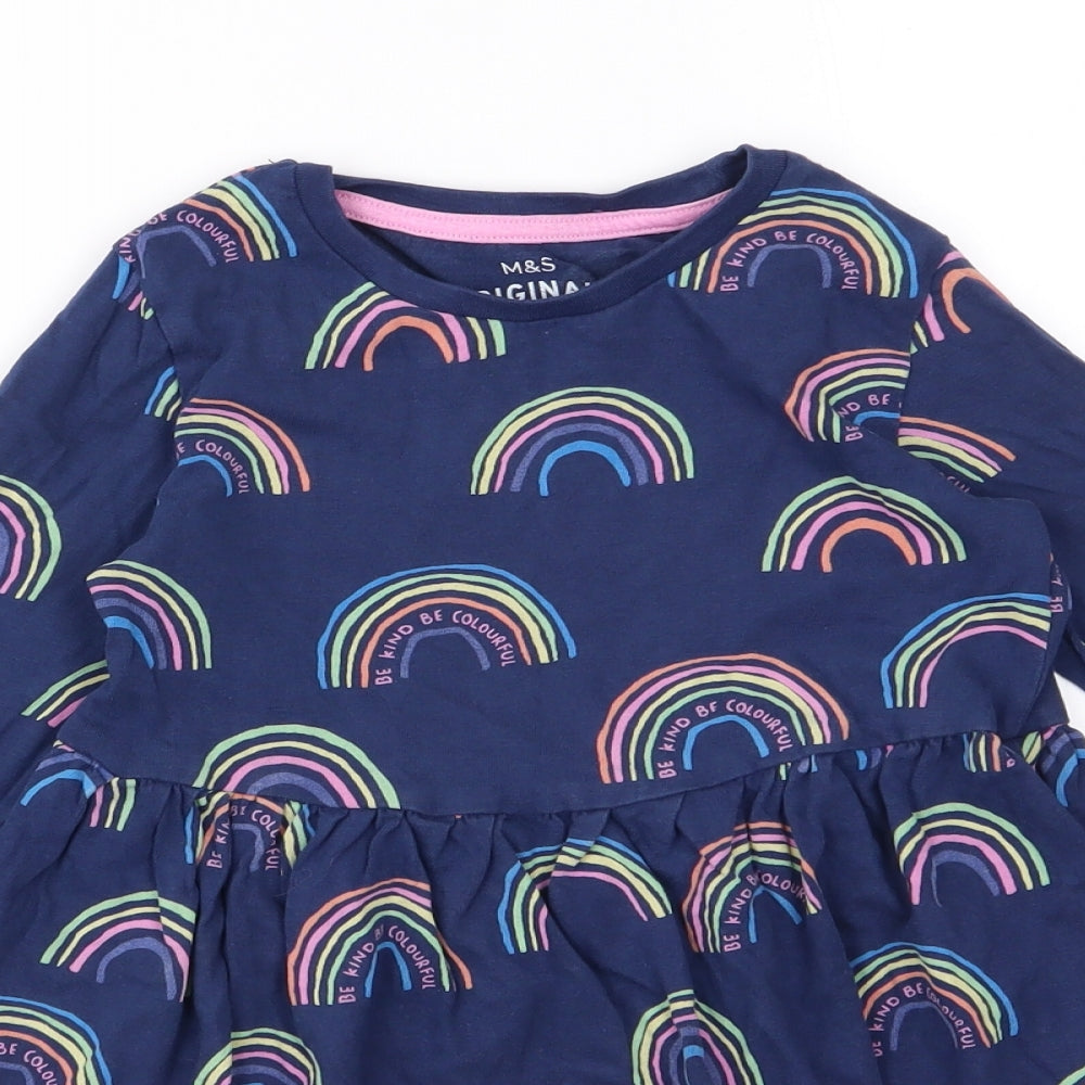 M&S Girls Blue   Fit & Flare  Size 3-4 Years