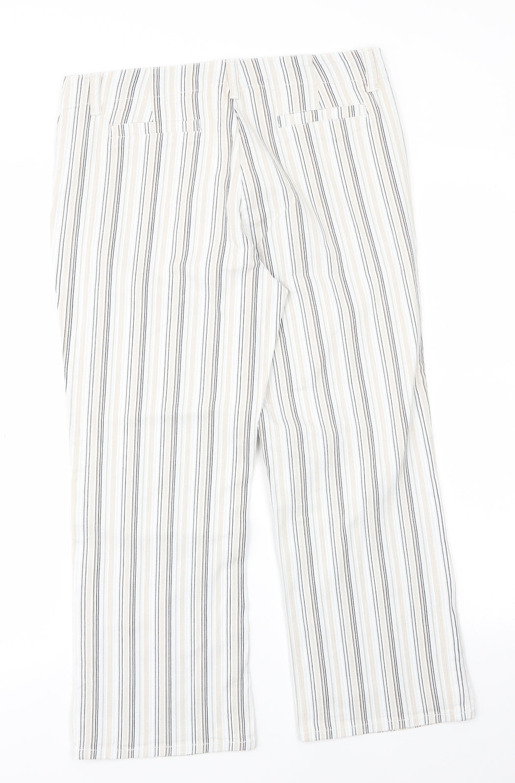 Papay Womens White Striped  Cropped Trousers Size 12 L23 in