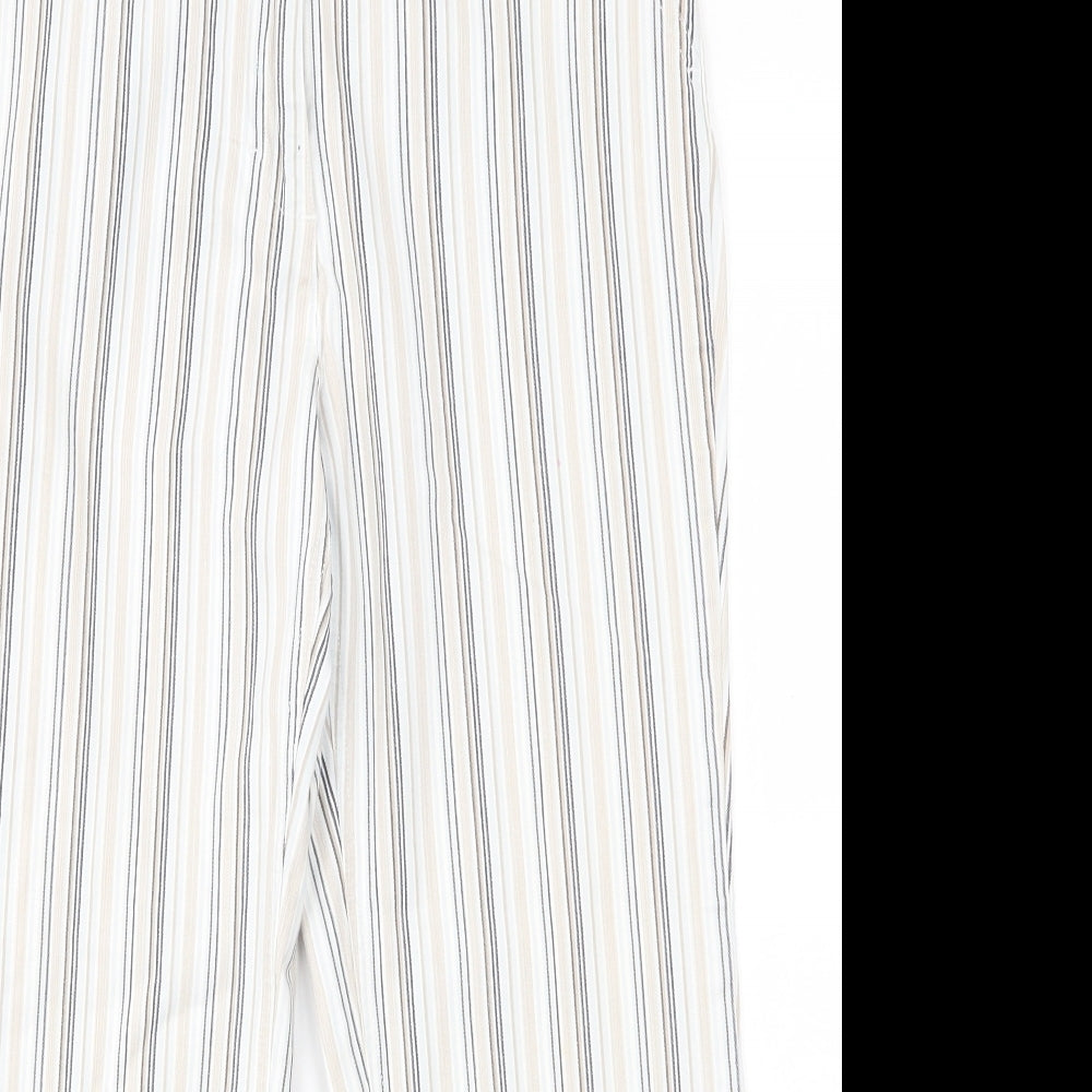 Papay Womens White Striped  Cropped Trousers Size 12 L23 in