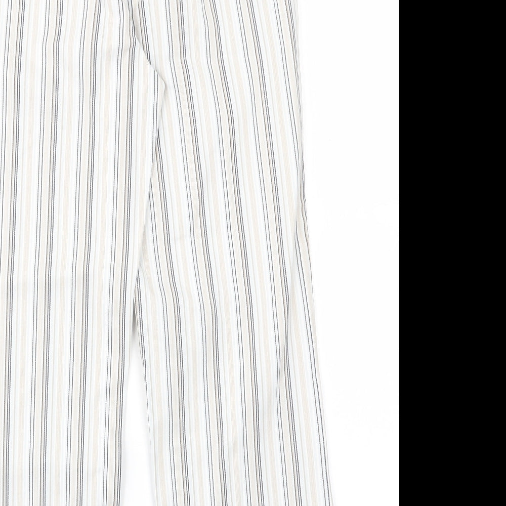 Papay Womens White Striped  Cropped Trousers Size 12 L23 in
