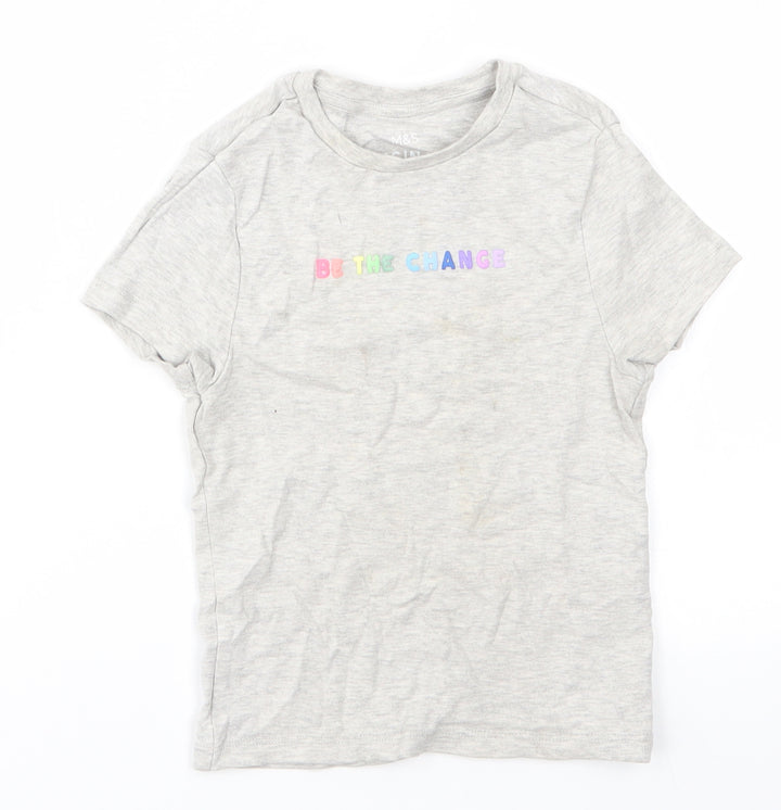 M&S Girls Grey   Basic T-Shirt Size 8-9 Years