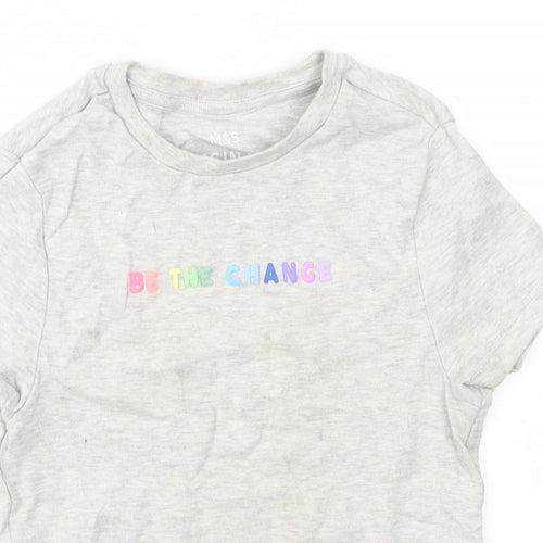 M&S Girls Grey   Basic T-Shirt Size 8-9 Years