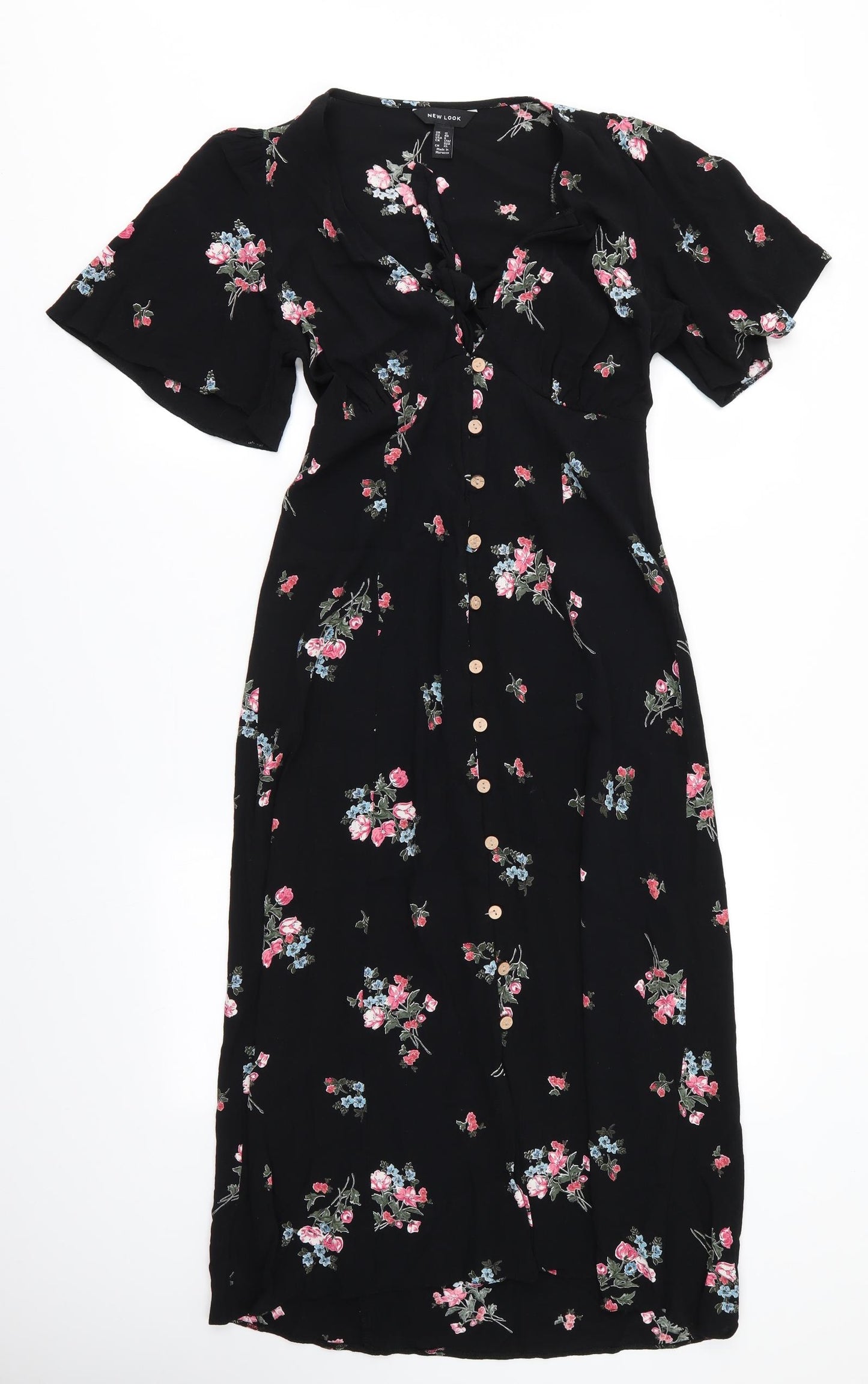 New Look Womens Black Floral  Shirt Dress  Size 12