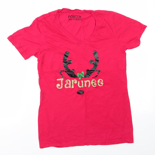 Porter craft & Design Womens Red   Basic T-Shirt Size S  - Jarunee