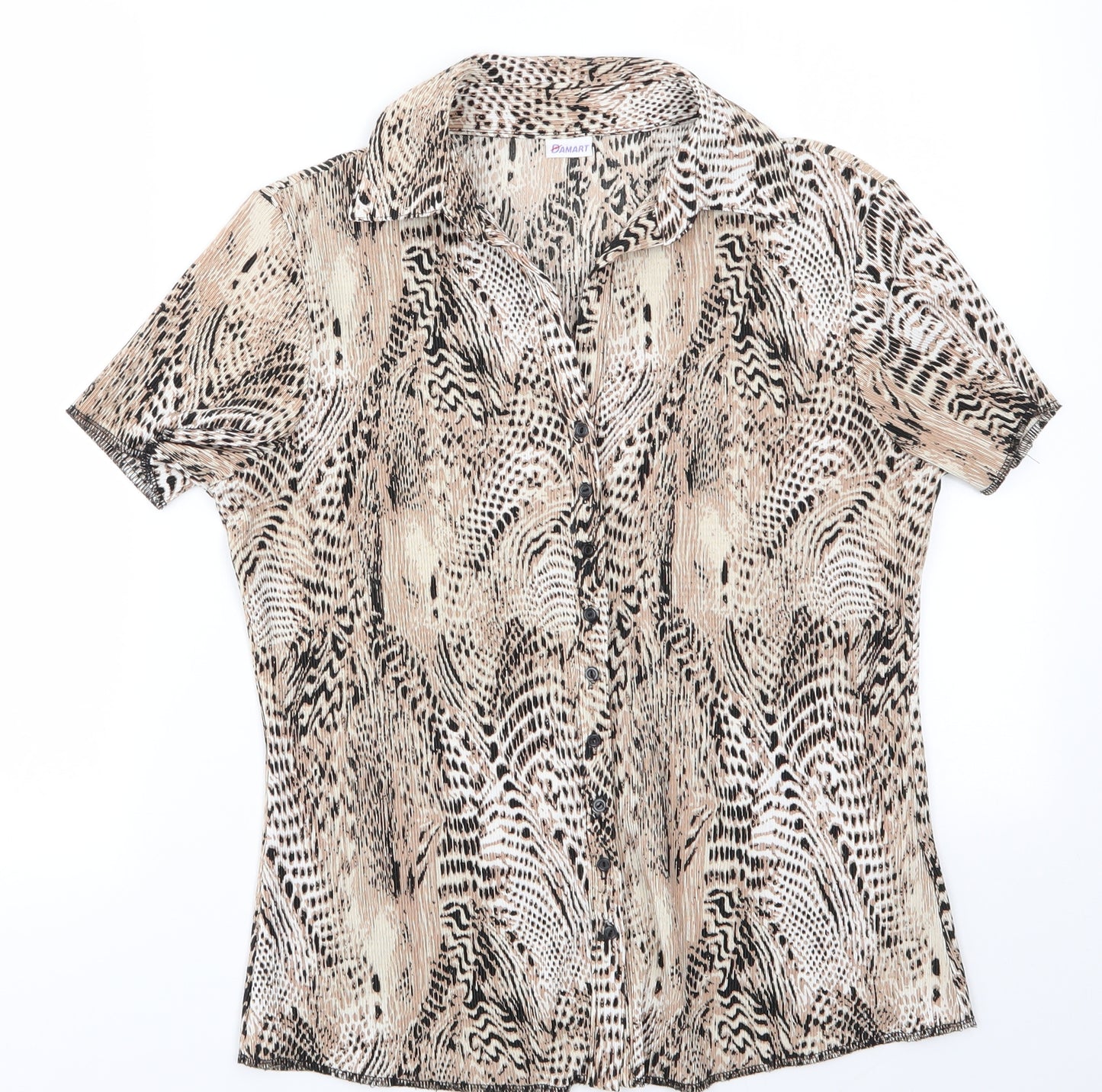 Damart Womens Brown Animal Print  Basic Button-Up Size 14