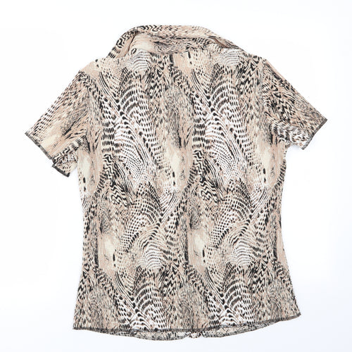 Damart Womens Brown Animal Print  Basic Button-Up Size 14