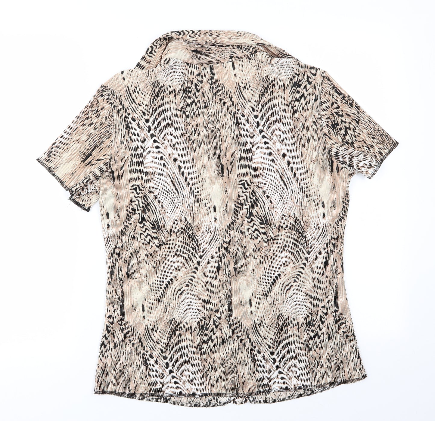 Damart Womens Brown Animal Print  Basic Button-Up Size 14