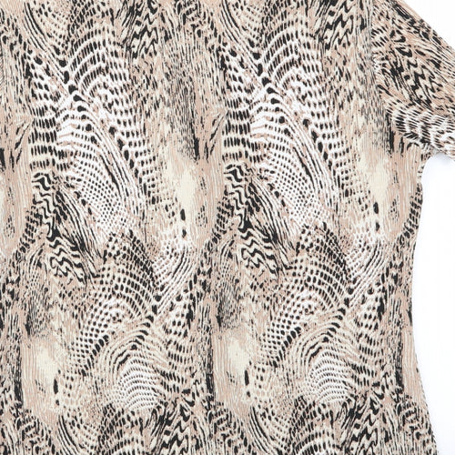 Damart Womens Brown Animal Print  Basic Button-Up Size 14