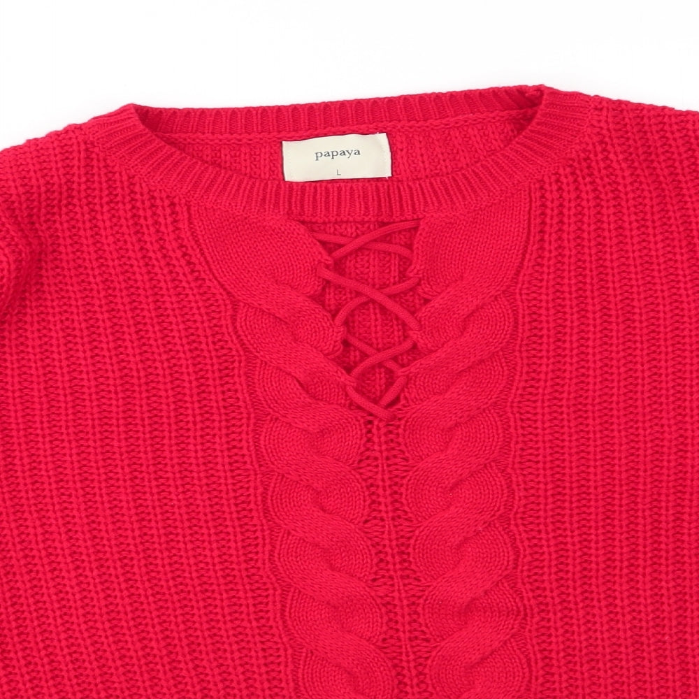 Papaya Womens Red   Pullover Jumper Size L