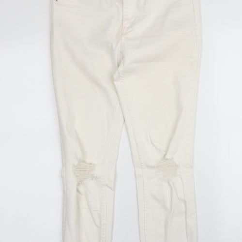 New Look Womens White  Denim Skinny Jeans Size 10 L24 in