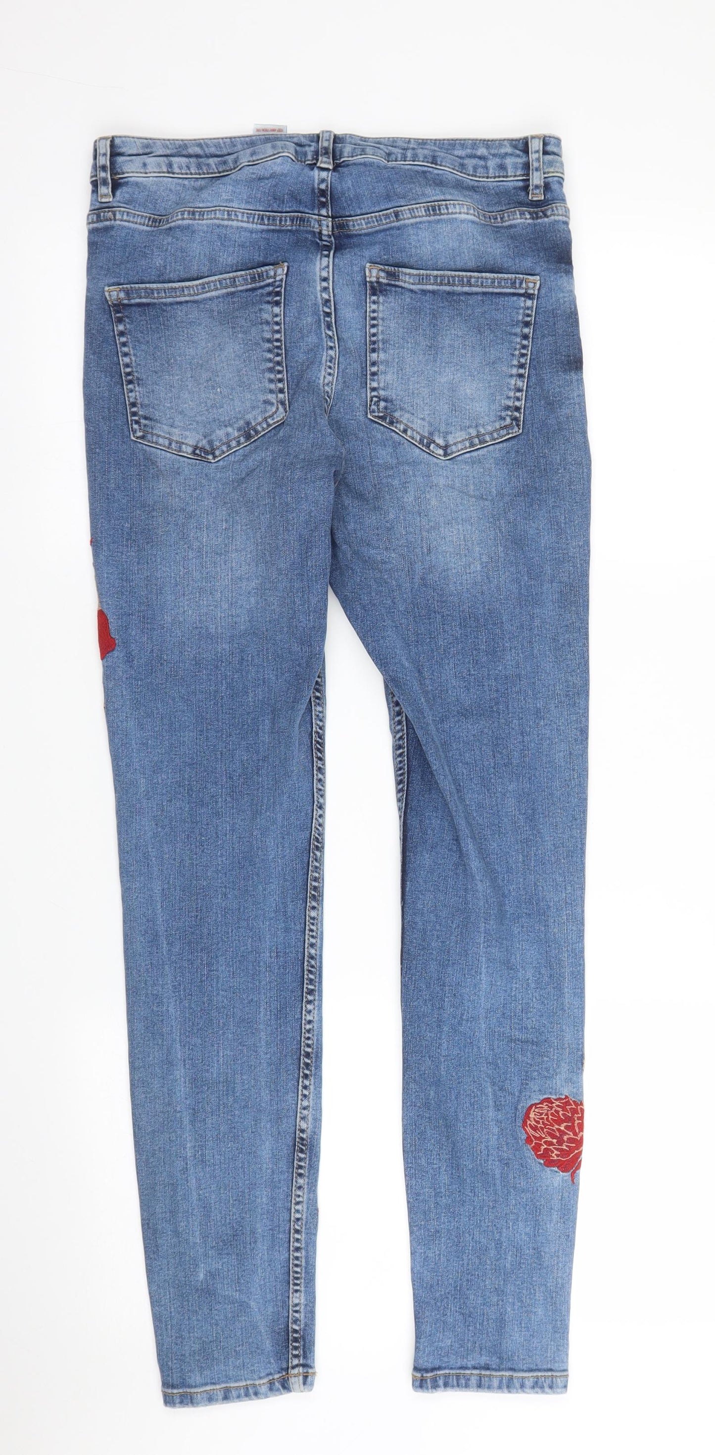 NEXT Womens Blue Floral Denim Skinny Jeans Size 12 L27 in